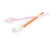 Glass Spoons Duo, set of 2, light pink and bright orange