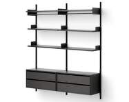 Wardrobe Shelf 2 Cabinets w. Drawers, black ash/black