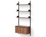 Wall Shelf 1900 Cabinet Low w. Doors, walnut/black