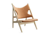 Knitting Lounge Chair Leather, natural oak/Dunes 21000