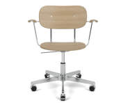 Co Task Chair with Armrest, polished aluminium/natural oak