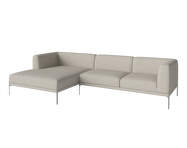 Caisa 3-Seater w. Chaise Longue, brushed steel/Nantes sand