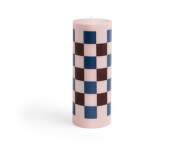 Column Candle Large, light pink, bordeaux and dark blue check