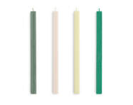 Square Candle, set of 4, greens and whites