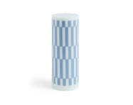 Column Candle Large, light blue and dusty blue check