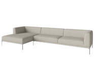 Caisa 4-Seater w. Chaise Longue, brushed steel/Nantes sand