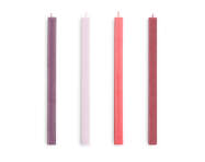 Square Candle, set of 4, reds and bordeaux